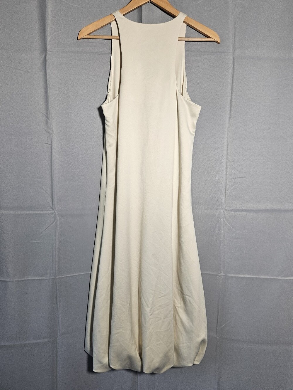 Modern Citizen Minimalistic 90s Bubble Hem Cream Cocktail Satin Maxi Dress Sz M - Picture 4 of 7